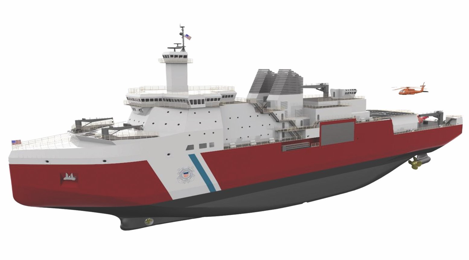 A computer graphic depicting the Coast Guard’s future heavy icebreaker, the Polar Security Cutter. (U.S. Coast Guard) A computer graphic depicting the Coast Guard’s future heavy icebreaker, the Polar Security Cutter. (U.S. Coast Guard)